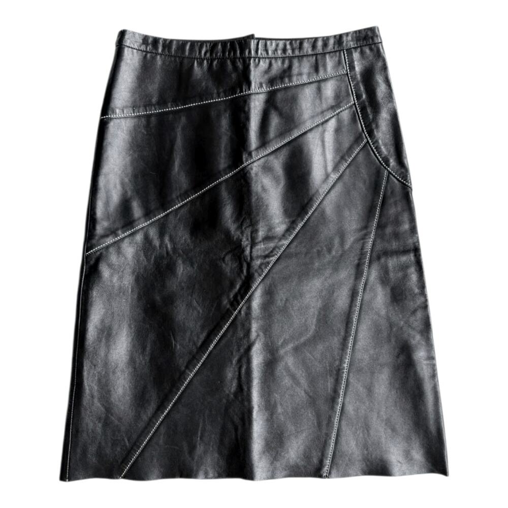 BCBG Max Azria Black Leather Skirt | Size 0